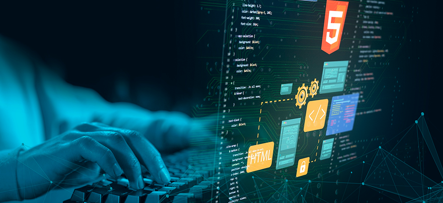 Developer working with code